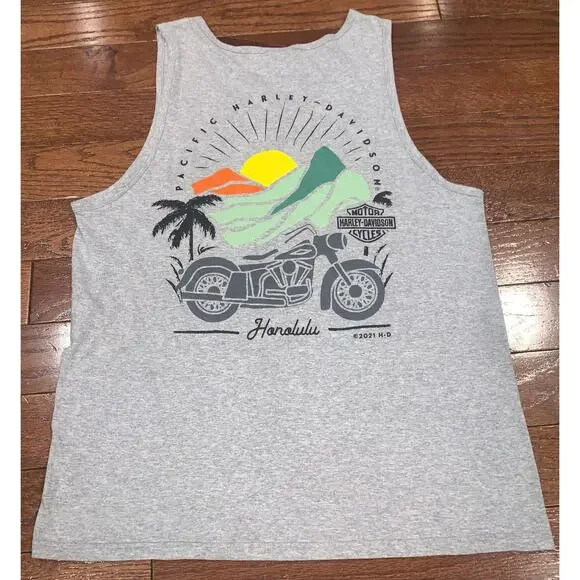 Harley Davidson Honolulu Tank L Y2K Biker Graphic - Picture 3 of 5